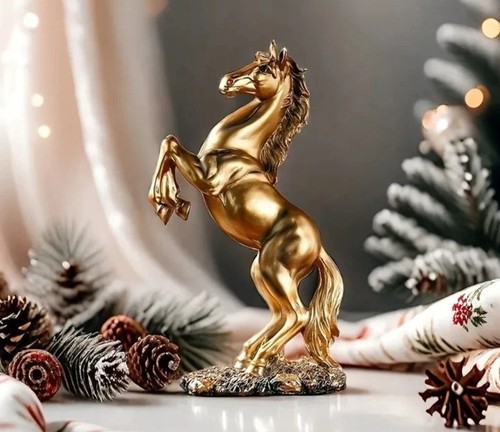 Pferde figur statue goldfarbig - pferde,