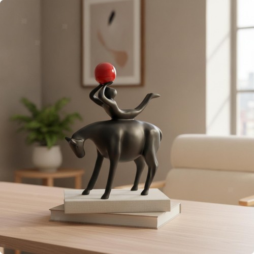 Horse sculpture with sphere - sculpture,
