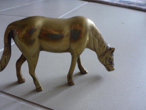 Messing pferdefigur fressend - pferdefigur,