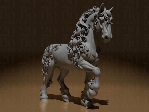 Florale pferde skulptur - skulptur, |