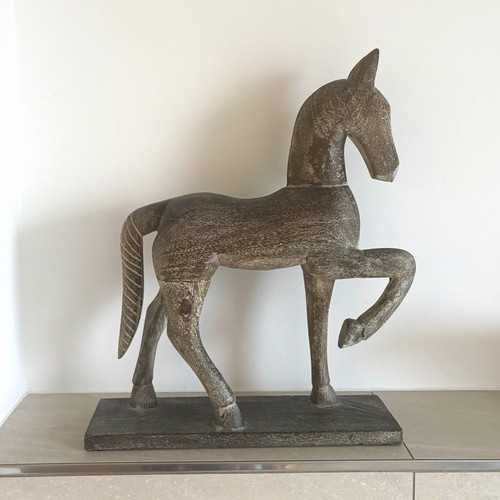 Pferd statue grau freistehend - grau,